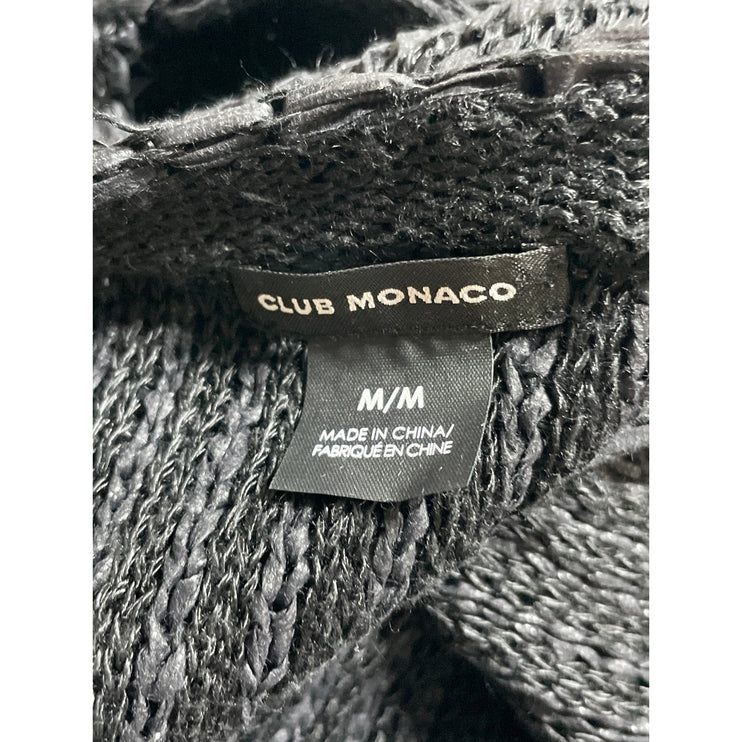 Club Monaco Women's Black Sleeveless Linen Ruffle Fringe Tank Blouse Top Size M