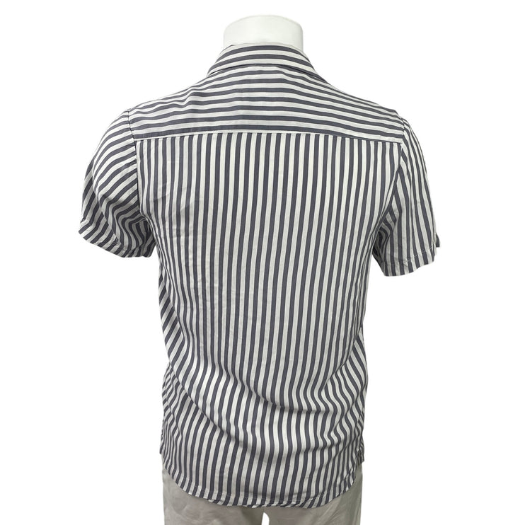 Denim & Flower Ricky Singh Men's Gray Striped Short Sleeve Button Down Shirt S