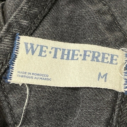 Free People Womens Black Washed Bib Straight Leg Denim Jean Overalls Jumpsuits M