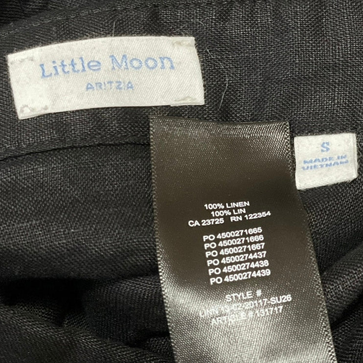 Aritzia Little Moon 100% Linen Womens Black Long Sleeves Button Down Shirt Top S
