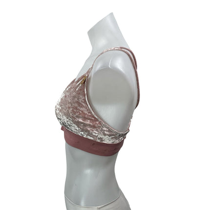 Pink Victoria's Secret Love Pink Velvet Velour Strappy Cross Triangle Bra Size M