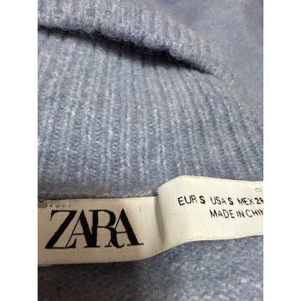 Zara Women's Blue Long Sleeve Turtleneck Knit Sweatshirt Sweater Top Size S
