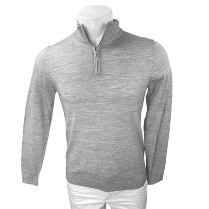 Reiss Men's Gray Merino Wool 1/4 Zip Long Sleeve Pullover Sweater Top Size S