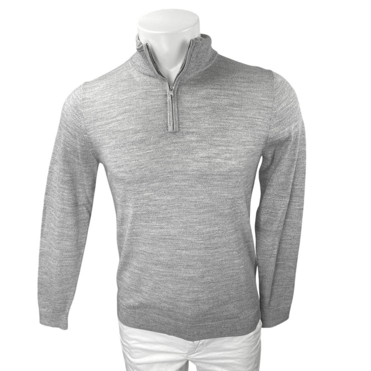 Reiss Men's Gray Merino Wool 1/4 Zip Long Sleeve Pullover Sweater Top Size S