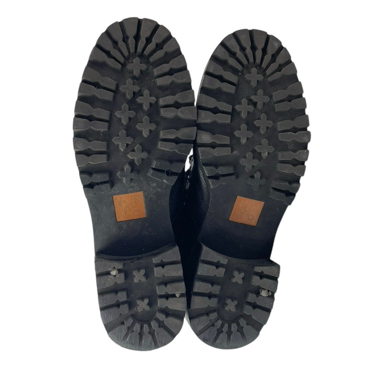 Caslon Tatum Black Faux Fur Leather Round Toe Block Heels Platform Ankle Boots 8