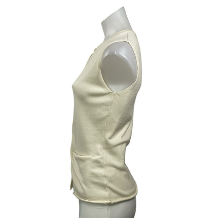 Lioness Women's Cream Sleeveless Knit Pocket Button Down Cardigan Sweater Top M
