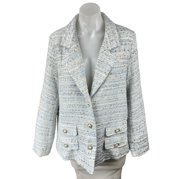 Robertson & Rodeo Wool Sequin Tweed Notched Collar Long Sleeve Blazer Jacket M