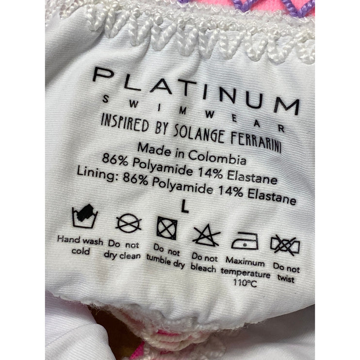 Platinum Women's Multicolor Crochet Trim Two Piece Sleeveless Bikini Swimwear L