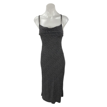 Zara Black Polka Dots Sleeveless Strappy Cowl Neck Cami Slip Maxi Dress Size S