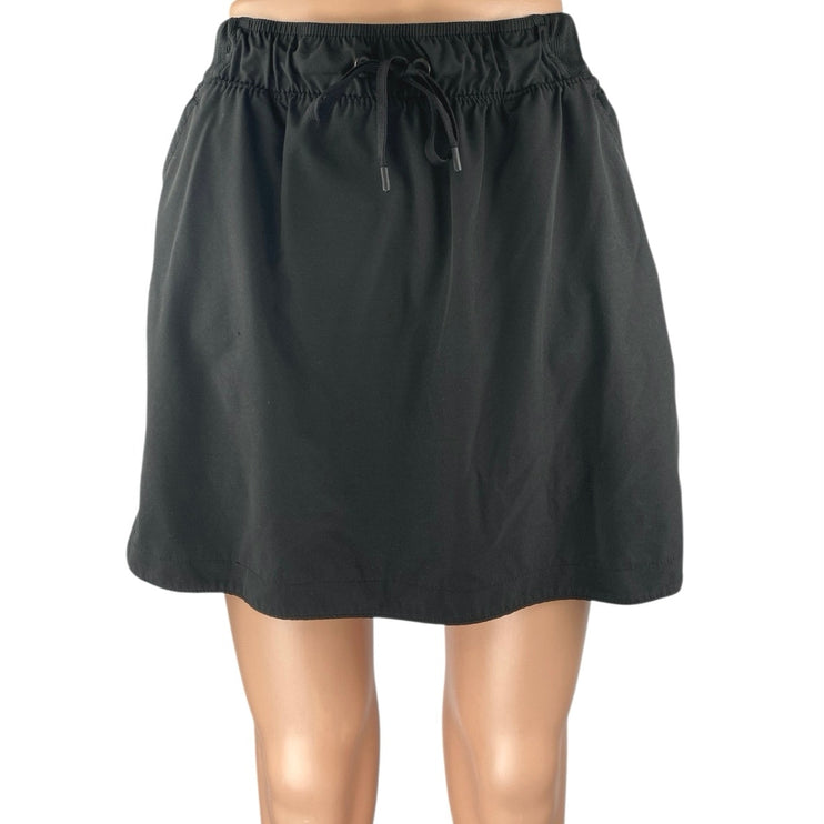 Champion Black Elastic Waist Drawstring Mini Activewear Tennis A-Line Skirt Sz L