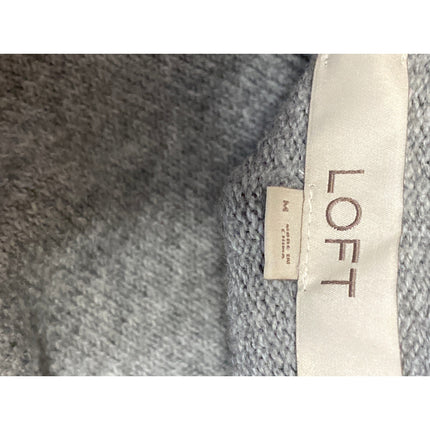 Loft Womens Gray Knit V Neck Long Sleeve Button Down Boxy Cardigan Sweater Top M