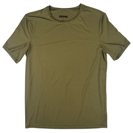 Skims Men's Olive green Crew Neck Short Sleeve Stretch Casual T Shirt Top Size M