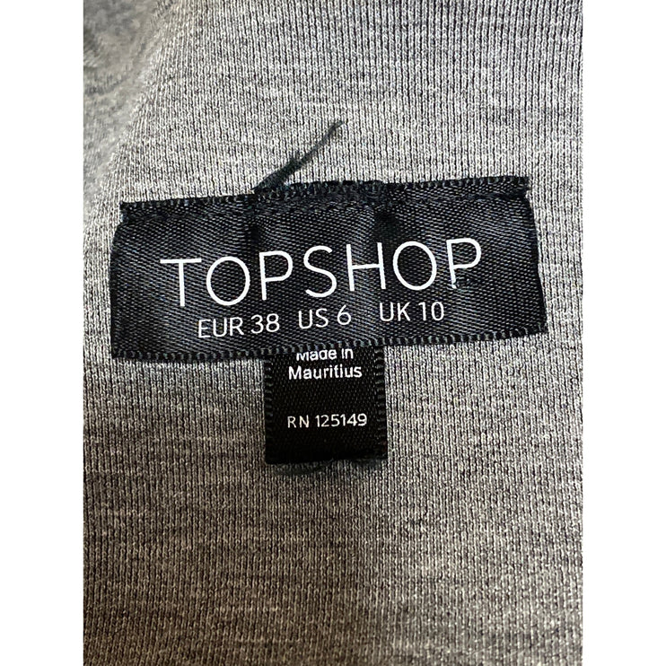 Topshop Women's Gray V-neck Zip Up Long Sleeve Peplum Coat Jacket Top Size M