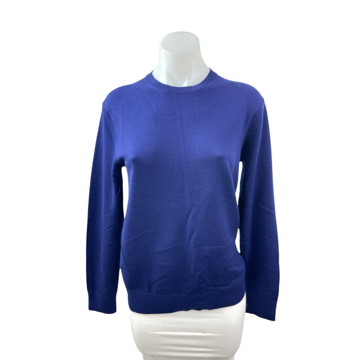 Club Monaco Womens Blue 100% Wool Long Sleeve Crew Neck Knit Sweater Top Size XS