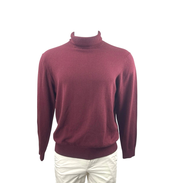 Orvis Men's Red Silk Cashmere Turtleneck Long Sleeve Knit Sweater Top Size M