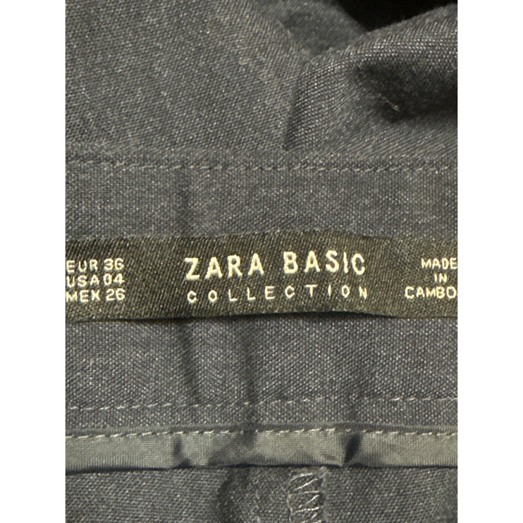 Zara Women's Black High Rise Slim Straight Leg Career Trousers Pants Size 4