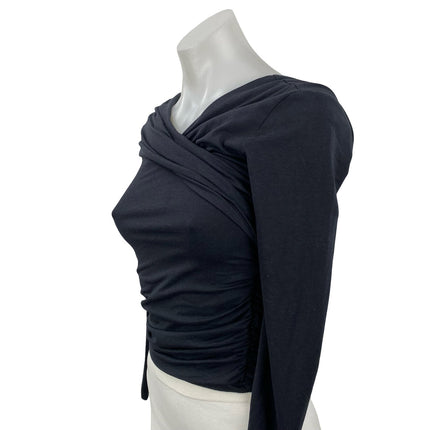 Abercrombie & Fitch Womens Black Draped Ruched Off Shoulder Shirt Blouse Top XS