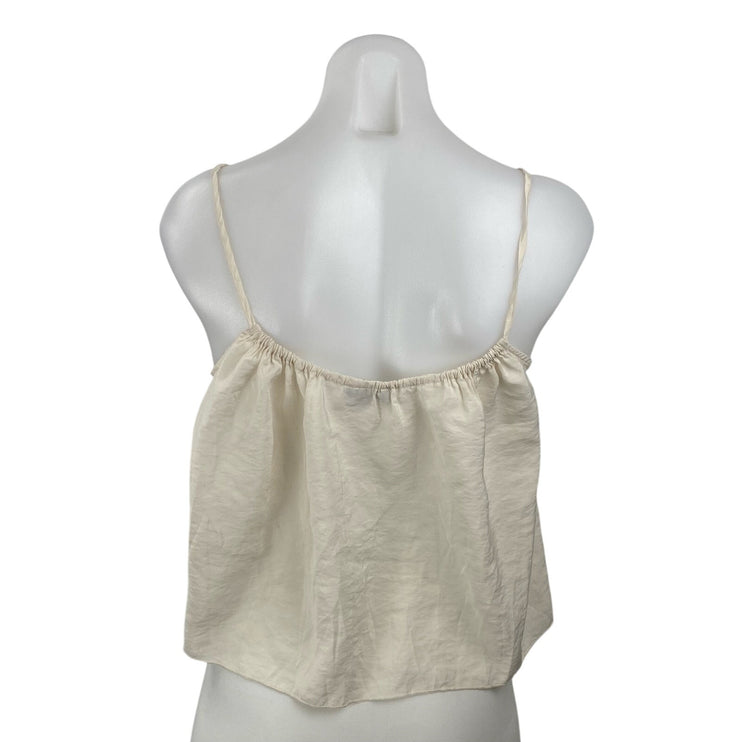 J.Crew Women's Cream Sleeveless Tie Scoop Cami Camisole Cropped Tank Top Size M