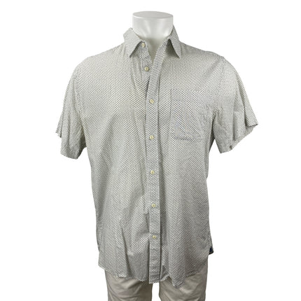 Banana Republic Men's White Slim Fit Floral Short Sleeve Button Down Shirt Top L