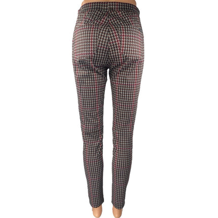 Sanctuary Women's Black Red Houndstooth High Rise Skinny Trousers Pants Size S