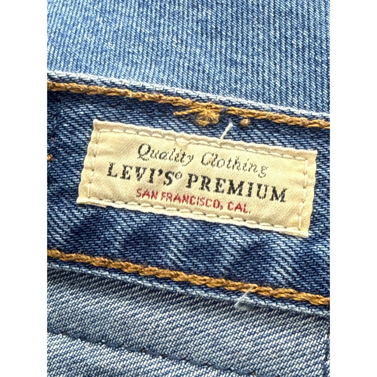 Levi's Light Blue High Rise Side Slit Classic Midi Flare A-Line Denim Skirt 27