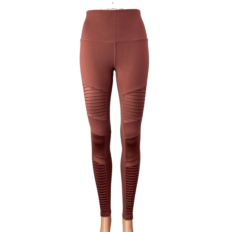 Alo Yoga Women's Pink Brown High Waist Activewear Yoga Moto Leggings Pants Sz S