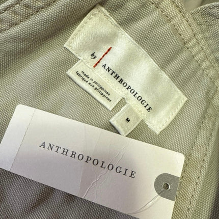 NEW Anthropologie Beige Sleeveless Baggy Wide Leg Palazzo Overall Jumpsuit Sz M