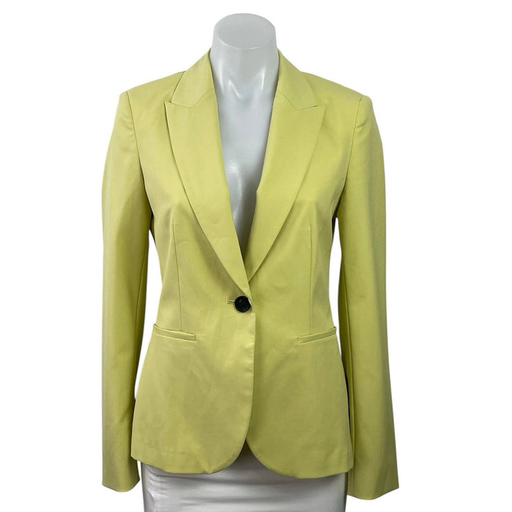 Zara Women's Yellow Long Sleeve Peak Lapel One Button Blazer Coat Jacket Size 2
