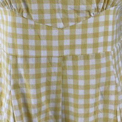Sky to Moon Gingham Check Plaid Boat Neck Sleeveless Mini Tank Jumpsuit Romper M