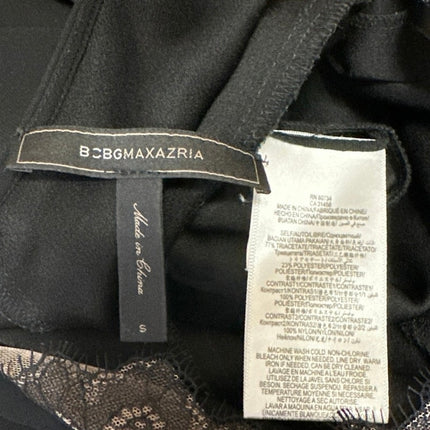 BCBGMaxazria Giulianna Black Long Bell Sleeve Open Back Lace Romper Shorts S