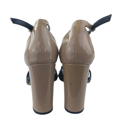 Hotic Black Patent Leather Ankle Strap Block High Heels Dress Sandals Size 8.5