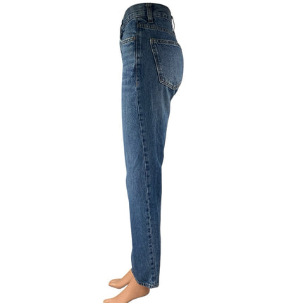 MNG Mango Matilda Women's Blue Mid Rise Medium Wash Straight Denim Jeans Size 1