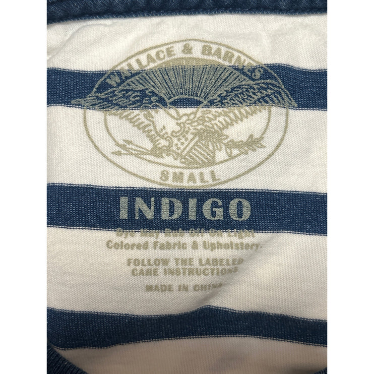 Wallace & Barnes Men's Blue White Striped Short Sleeve Pocket Tee T Shirt Top S