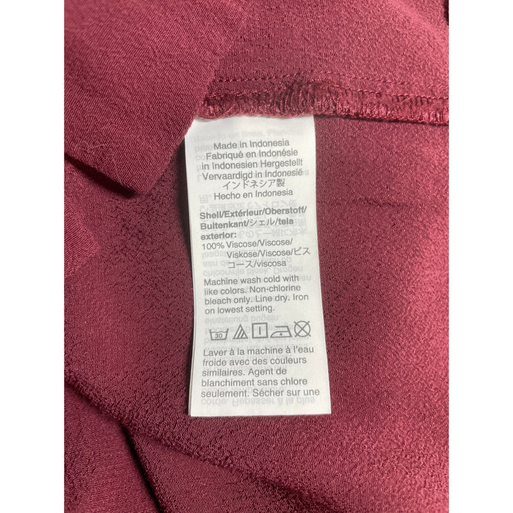 Madewell Women's Red V Neck Short Sleeve Button Front Mini Shirt Shift Dress L