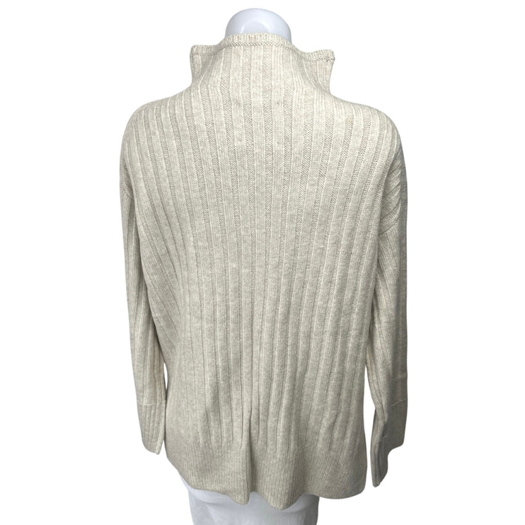 NEW Abercrombie & Fitch Beige Rib Mock Neck Long Sleeve Pullover Sweater Top S