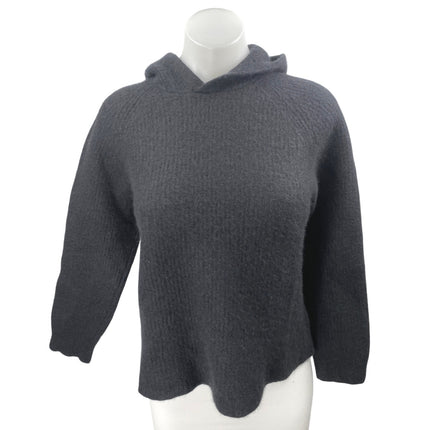 James Perse Women's Black 100% Cashmere Knit Hoodie Hooded Sweater Top Size 3