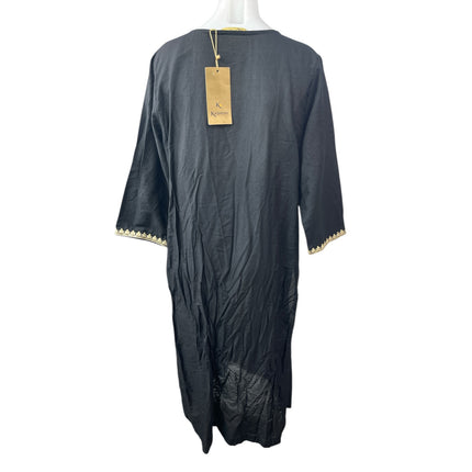 NEW Kashish Women's Black Embroidered 3/4 Sleeve Round Neck Tunic Kurta Dress XL