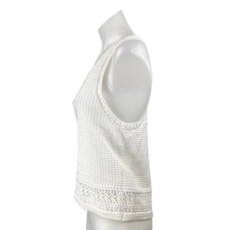 Notshy Women's White Racerback Sleeveless Cotton Crochet Knit Tank Top Size S