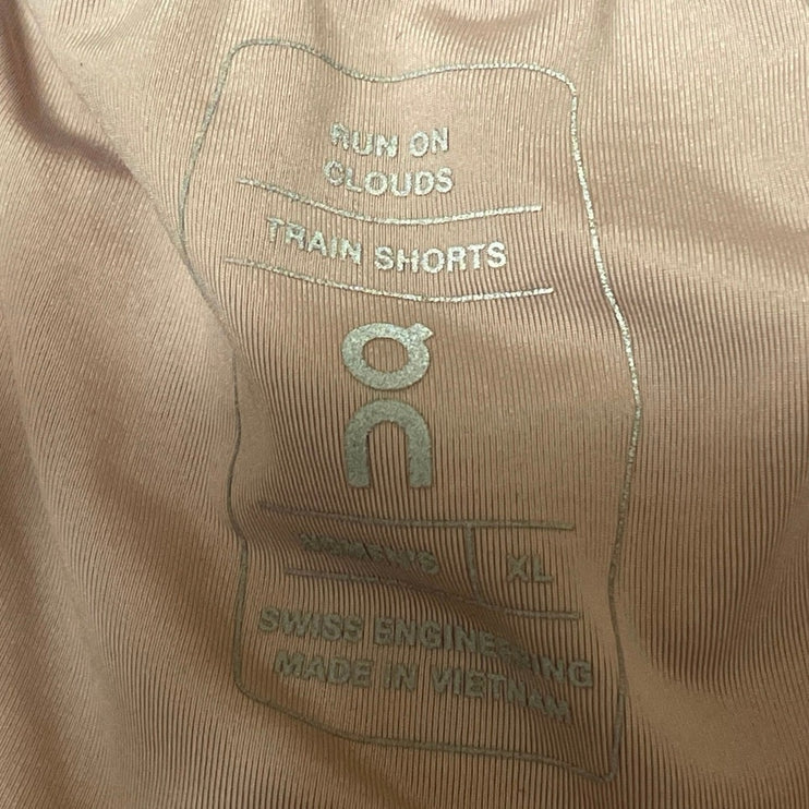 On Clouds Train Womens Beige High Rise Yoga Mini Athletic Running Shorts Size XL
