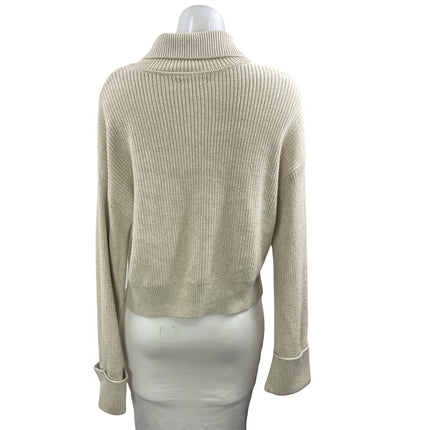 Quince Fisherman Women's Beige Knit Button Down Collared Cardigan Sweater Top M