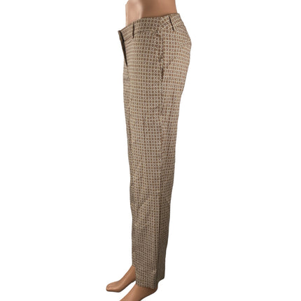 Cynthia Rowley Women's Brown Geometric Mid Rise Tapered Trousers Dress Pants 4