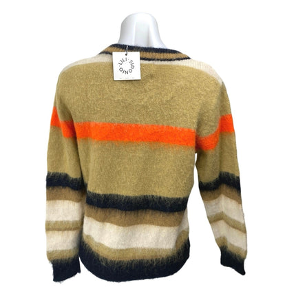 NEW Lili Sidonio Women's Multicolor Striped Fuzzy Knit Long Sleeve Sweater Top S
