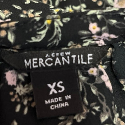 J.Crew Women's Black Floral Sleeveless Ruffle Peasant Blouson Midi Dress Size XS