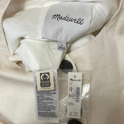 NEW Madewell Ivory White Sleeveless Crewneck Cutaway Drapey Twill Vest Top Sz 2