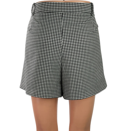Zara Women's Black Gingham Checkered High Rise Mini Skirt Skort Shorts Size XL