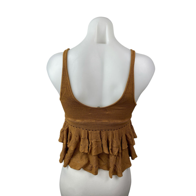 Urban Outfitters Kimchi Blue Callie Ruffle Brown Sleeveless Sweater Tank Top XS