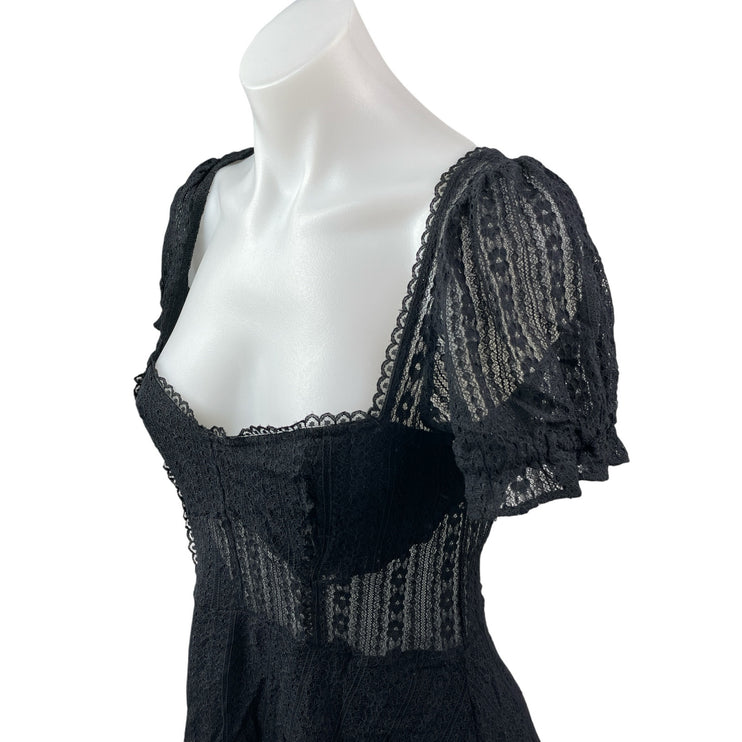Urban Outfitters Roxie Floral Lace Sheer Short Sleeve Mini Flare A-Line Dress M