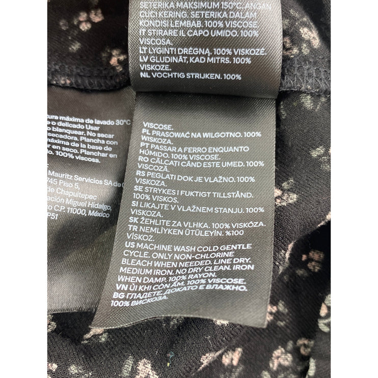 H&M Kids Girls Black Floral Collared Long Sleeve Flouce Flared A-Line Dress 4T