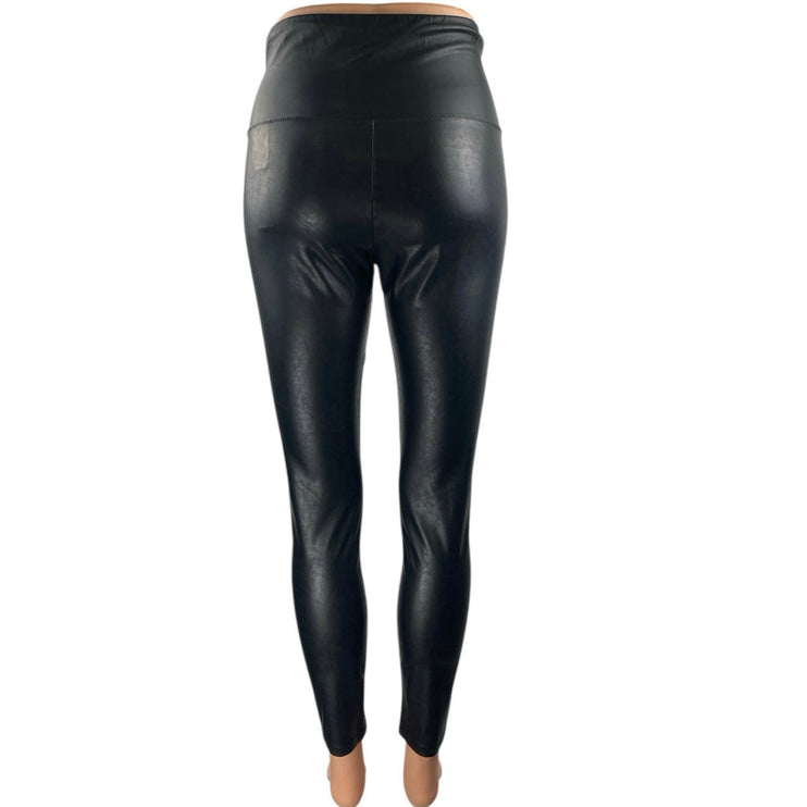 Aritzia Wilfred Free Black Faux Leather Trim High Rise Leggings Pants Size S