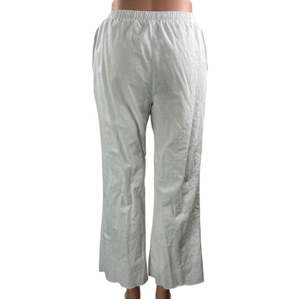 SNDYS. Womens White High Rise Drawstring Relaxed Casual Wide Leg Trouser Pants S
